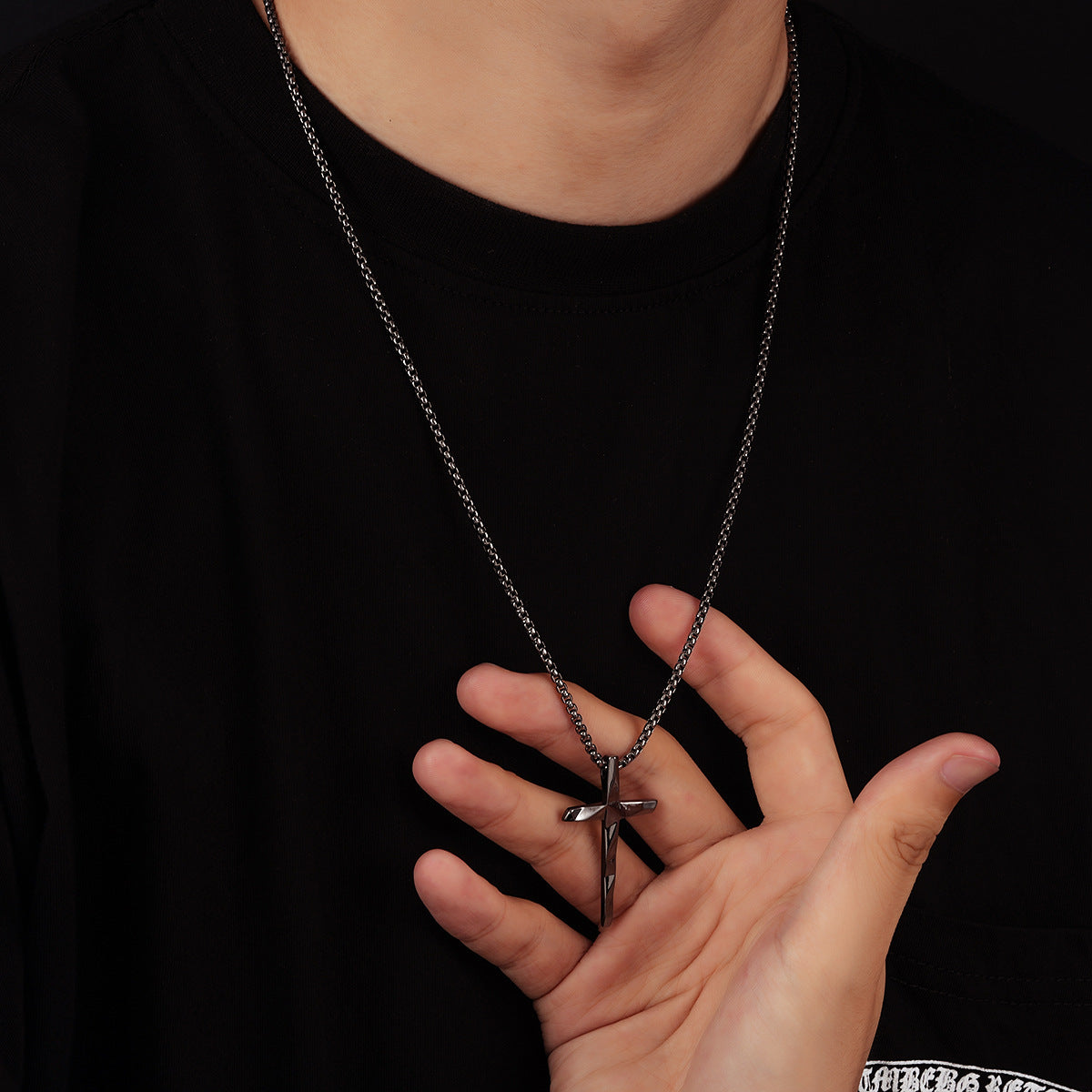 Wholesale boys'  trendy cross pendant necklace